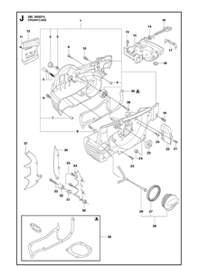 Crankcase Diagram and Parts List for 390 2013-09 Husqvarna Chainsaw