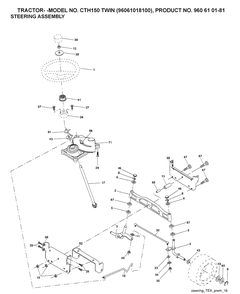 Steering Diagram and Parts List for CTH150 (96061018200)(2007-04) Husqvarna Lawn Tractor