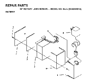 Battery Diagram and Parts List for 56SFE (954065401A)(1994-01) Husqvarna Lawn Mower
