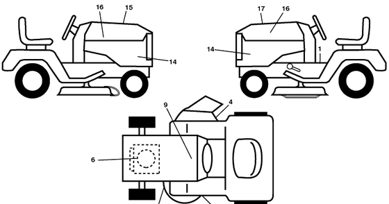Decals Diagram and Parts List for YTH23V48 (96043008601)(2010-04) Husqvarna Lawn Mower