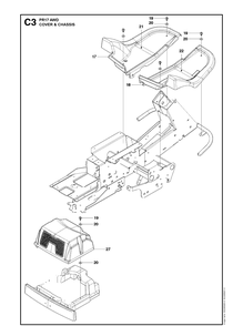Cover Diagram and Parts List for PR17 AWD Husqvarna Lawn Mower