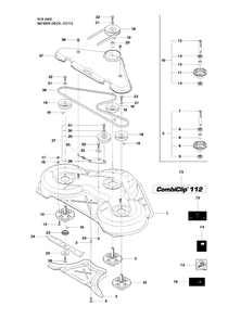 Mower Deck / Cutting Deck 4 Diagram and Parts List for R18AWD (966414101)(2010-07) Husqvarna Lawn Tractor