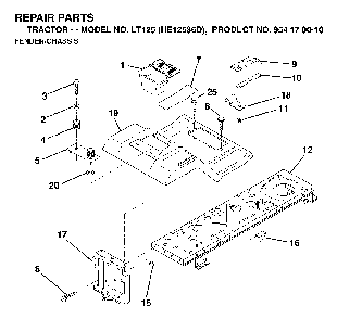 Chassis And Enclosures Diagram and Parts List for LT125 (HE12536D, 954170010)(1998-12) Husqvarna Lawn Tractor