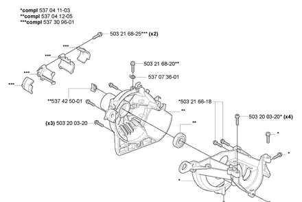 Crankcase Diagram and Parts List for HA850 2007-01 Husqvarna Hedge Trimmer