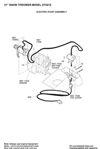 Electrical Diagram and Parts List for ST521E 1997-01 Husqvarna Snow Blower