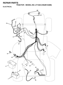 Electrical Diagram and Parts List for LT1538 (954170085-B)(2004-01) Husqvarna Lawn Tractor