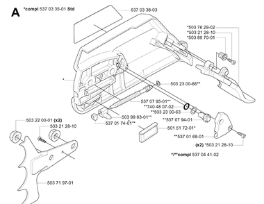 Clutch Cover 2 Diagram and Parts List for 575XP 20051400001-20070100000 Husqvarna Chainsaw