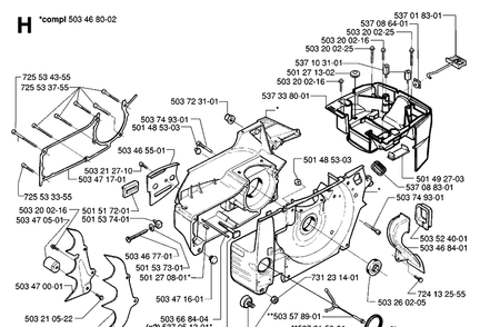 Crankcase Diagram and Parts List for 395XP/ (XPG)(20070100001-20102299999) Husqvarna Chainsaw