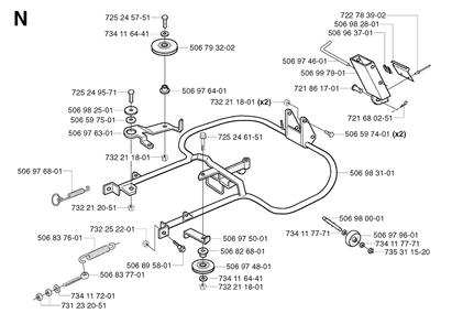 Frame Diagram and Parts List for R13BIO 2003-01 Husqvarna Lawn Tractor