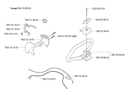 Throttle Control Diagram and Parts List for 232L 2006-04 Husqvarna Trimmer