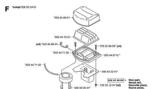 Air Filter Diagram and Parts List for PR18AWD (953536601)(2005-03) Husqvarna Lawn Mower