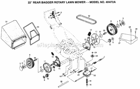 Page B Diagram and Parts List for 4H472A 1999 And Before Husqvarna Lawn Mower
