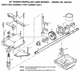 Page C Diagram and Parts List for 4H472A 1999 And Before Husqvarna Lawn Mower