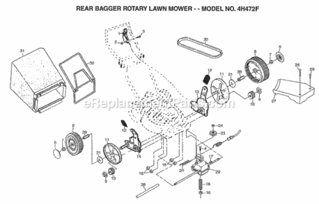 Page C Diagram and Parts List for 4H472F 1996 Husqvarna Lawn Mower