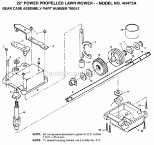 Page C Diagram and Parts List for 4H473A 1999 And Before Husqvarna Lawn Mower