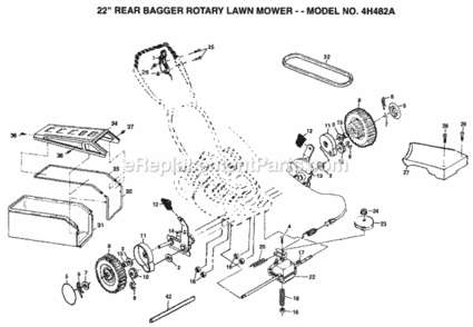 Page B Diagram and Parts List for 4H482A 1999 And Before Husqvarna Lawn Mower