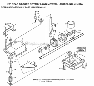 Page C Diagram and Parts List for 4H494A 1999 And Before Husqvarna Lawn Mower