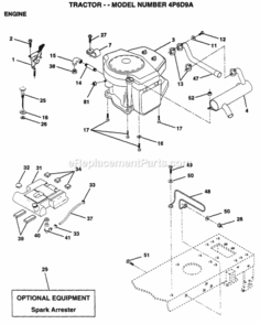 Page E Diagram and Parts List for 4P6D9A 1995 Husqvarna Lawn Tractor