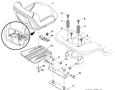 Seat Assembly Diagram and Parts List for 2754GLS (96043006600)(2009-04) Husqvarna Lawn Mower