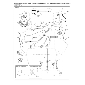 Electrical Diagram and Parts List for 96043031100  Husqvarna Lawn Tractor
