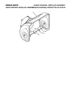Auger Housing And Impeller 2 Diagram and Parts List for 12527HV 2010-07 Husqvarna Snow Blower