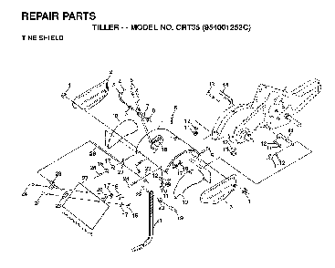 Tine Shield Diagram and Parts List for CRT35 (954001252C)(1995-10) Husqvarna Tiller
