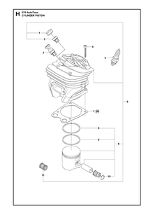 Cylinder Piston Diagram and Parts List for 576XP 20130900001-Current Husqvarna Chainsaw