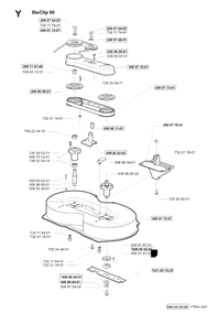 90cm Cutting Deck Diagram and Parts List for R16H 1999-02 Husqvarna Lawn Tractor