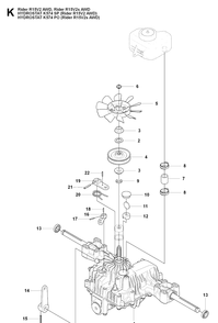 Transmission 3 Diagram and Parts List for RIDER15V2AWD (965200901)(2009-04) Husqvarna Lawn Mower