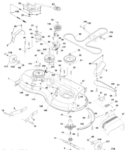 Mower Deck Diagram and Parts List for YTH22V46 (96043010100)(2010-04) Husqvarna Lawn Mower