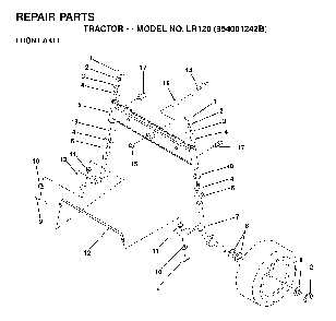 Front Axle Diagram and Parts List for LR120 (954001242B)(1995-02) Husqvarna Lawn Tractor
