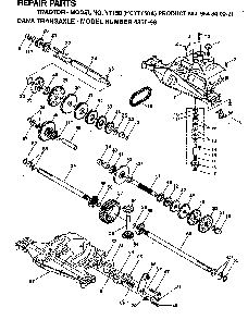 Transmission Diagram and Parts List for YT150 (HCYT150A, 954840021)(1996-01) Husqvarna Lawn Tractor