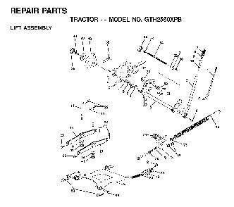 Mower Lift / Deck Lift Diagram and Parts List for GTH2550XPB (954567116)(2001-02) Husqvarna Lawn Tractor