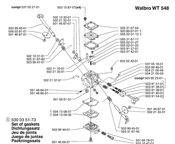 Carburetor Parts Diagram and Parts List for 232L 2002-09 Husqvarna Brush Cutter