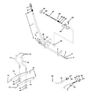 Lift Diagram and Parts List for LTH125 (HC125H42A)(954000782)(1994-01) Husqvarna Lawn Mower