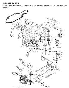 Drive Diagram and Parts List for CTH151XP (HAUCT15H36C)(2004-09) Husqvarna Lawn Tractor