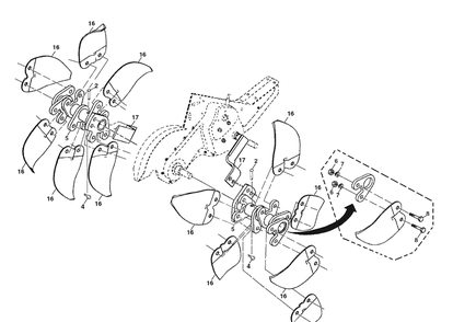 Tine Assembly Diagram and Parts List for 700DRT (96093000404)(2008-11) Husqvarna Tiller