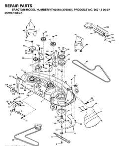 Mower Deck / Cutting Deck Diagram and Parts List for YTH2448-279080 2004-12 Husqvarna Lawn Tractor