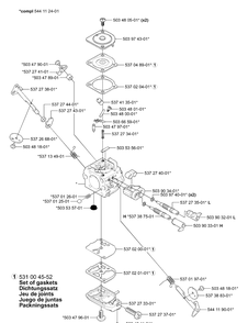 Carburetor Parts Diagram and Parts List for 338XPT 2006-01 Husqvarna Chainsaw