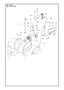 Fuel System Diagram and Parts List for P520D 20120100001 - 20143999999 Husqvarna Lawn Tractor
