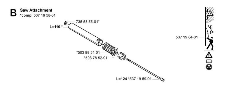 Shaft 3 Diagram and Parts List for 326P 20042300001-20062700000 Husqvarna Pole Saw