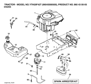 Engine Diagram and Parts List for YTH20F42T (96043000500)(2006-02) Husqvarna Lawn Tractor