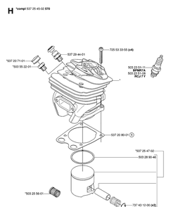 Cylinder Piston Diagram and Parts List for 575XP 20070100001-Current Husqvarna Chainsaw