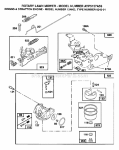 Page B Diagram and Parts List for 5157A59 1999 And Before Husqvarna Lawn Mower