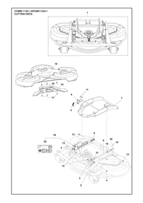 Mower Deck / Cutting Deck Diagram and Parts List for 112X ARCM5112Xv1 Husqvarna Lawn Tractor Accessories