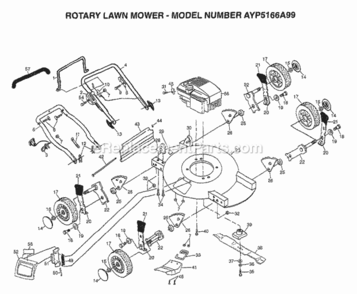 Page E Diagram and Parts List for 5166A99 1999 Husqvarna Lawn Mower
