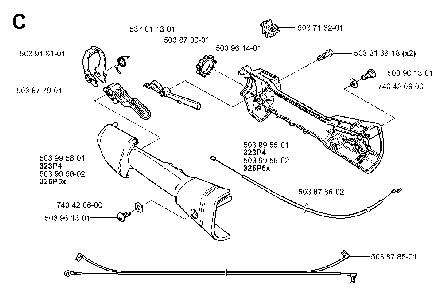 Handle And Controls Diagram and Parts List for 323P4 20042300001-20062700000 Husqvarna Pole Saw