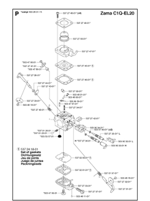 Carburetor Details Diagram and Parts List for 336 20034000001-20040100000 Husqvarna Chainsaw
