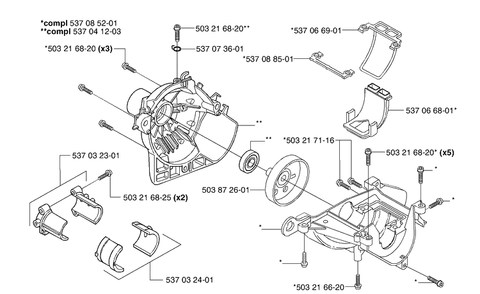 Crankcase Diagram and Parts List for 326C (L-LX-RX)(E-Tech 2)(2002-02) Husqvarna Brush Cutter