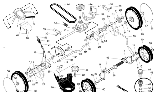 Drive Diagram and Parts List for HD775HW (96143008601)(2013-02) Husqvarna Lawn Mower